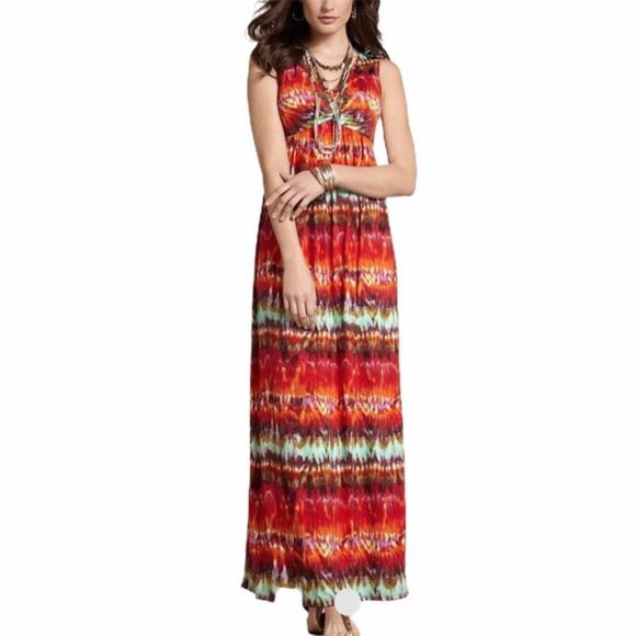 Chico Tie Dye Sleeveless Maxi Dress 0 Multicolor Summer Boho Bohemian Casual - Picture 6 of 6
